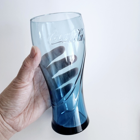 Set of 2 Vintage Blue Glass Coca-Cola Drinking Cups, Pop Coca Cola Drinkware - Picture 6 of 8